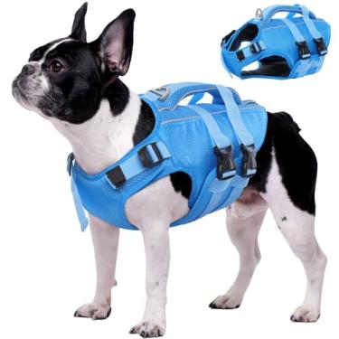 Imagem de Kuoser Colete salva-vidas para cães de flutuação alta, colete salva-vidas refletivo para cães de barco, colete salva-vidas ajustável pequeno, médio grande, leve, para cães, salva-vidas, alça de