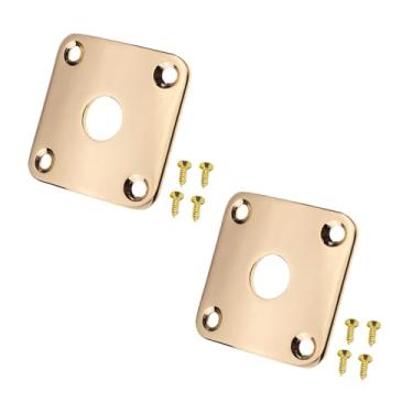 Imagem de DIAO79NI Jackplates quadrados de placa curvada de plástico profissional compatíveis com guitarra EUA Les Paul Epiphone Les Paul, ouro, conjunto de 2