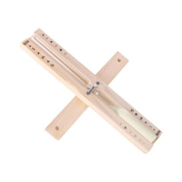 Imagem de WeiLaiKeQi Sauna de 30 minutos, tocador de de ampulheta montado na parede de copo de areia, relógio resistente ao calor, vidro de hora de madeira para sauna, Bege