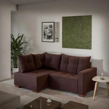 Imagem de Sofá de Canto 4 Lugares Itamaracá Suede Marrom - Mobly