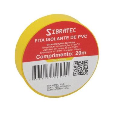 Imagem de Fita Isolante Amarela Anti-Chama 19mm x 20M 01 Rolo Sibratec