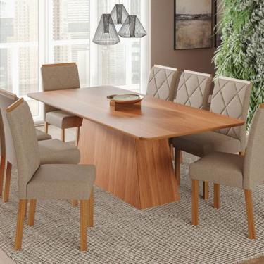 Imagem de Sala de Jantar Helena 210cm sem Vidro com 8 Cadeiras Fernanda - Cimol