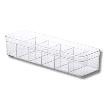 Imagem de Caixa Organizadora Acrílica Multiuso com 6 Divisórias - 35,5cm x 10,5cm x 7,5cm