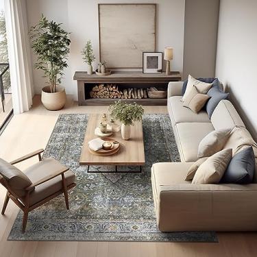 Imagem de Tapete Ashler Boho, tapetes vintage 20 x 25 cm, tapetes de área grande, tapete marroquino para sala de estar, quarto, cozinha, sala de jantar, decoração de casa de café escuro, tapetes antiderrapantes e laváveis na máquina, decoração de carpete