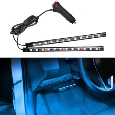 Imagem de Wuyaoyao Fita de LED para carro, lâmpadas de atmosfera interior de veículo de 12 V 24 LED com acendedor de cigarro, luz noturna ambiente sob o painel, acessórios universais para carro (azul gelo,