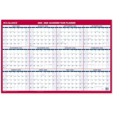 Imagem de AT-A-GLANCE Calendário apagável 2025-2026, planejador de parede apagável a seco, 91 cm x 61 cm, grande, ano acadêmico e regular, dupla face, horizontal (PM200S28)