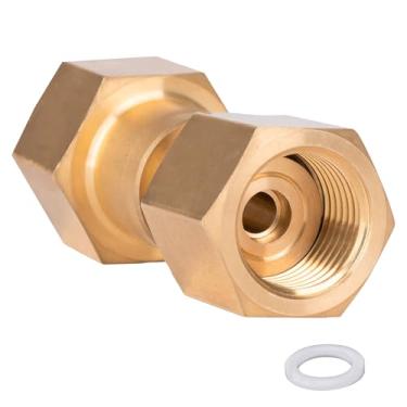 Imagem de GRYVOZE Adaptador CGA-320 para CGA-580, conversor de rosca para regulador de nitrogênio de base de dióxido de carbono para argônio, adaptador de tanque de CO2 para argônio, conexões de conexão para