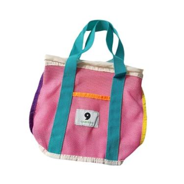 Imagem de YIJU Mesh Bolsa de praia, bolsa, bolsa de viagem, bolsa de banho portátil, bolsa de piscina para o trabalho de esportes esportivos de férias de ginástica, Rosa Azul