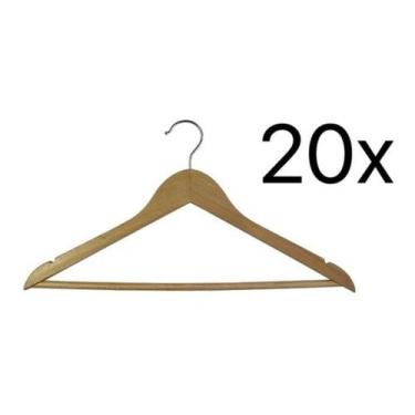 Imagem de Kit 20 Cabides De Madeira Para Roupas Em Geral 45X23Cm Luxo - Spaceo