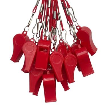 Imagem de DYBADYSA 20 peças apitos altos de plástico vermelho com cordão para árbitro treinadores basquete futebol esporte treinamento jogo evento salva-vidas sobrevivência emergência diversão escola crianças conjunto de ferramentas fornecedores