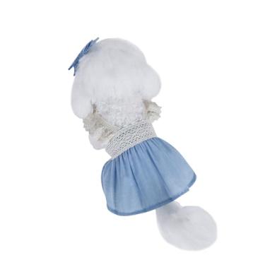 Imagem de INGSIST Roupas de renda azul para cães pequenas médias filhotes de animais de estimação férias vestidos de festa de aniversário tamanho PP P M G GG