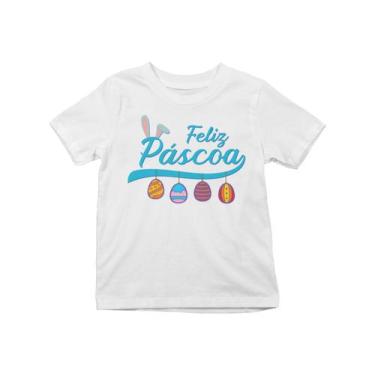 Imagem de Camiseta Infantil Feliz Páscoa Branca - Del France, 01