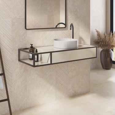Imagem de Bancada de Porcelanato para Banheiro Alto Padrão Portobello 100x42x16cm