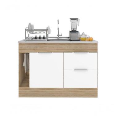 Imagem de Balcão Flex 1,20M Para Pia Ferrara Carvalho Oak/Branco