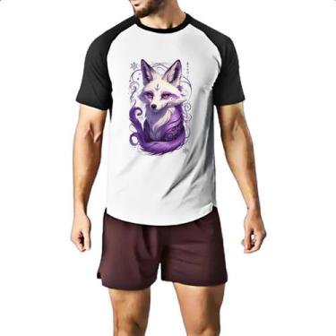Imagem de Camiseta Raglan Raposa Kitsune Tatoo Arte - Alearts, EG