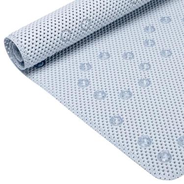 Imagem de Tapete de banheira antiderrapante 91 cm x 43 cm cinza azul tapete de banho de espuma macia para banheira, tapete de banheira com orifícios de drenagem, ventosas, tapete de chuveiro antiderrapante