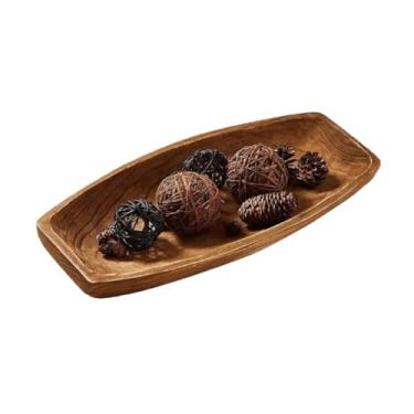 Imagem de Bandeja de serviço Bandeja de madeira sólida para decoração de hotel, entrada, bandeja retangular para lanche e frutas secas, cozinha doméstica, bandeja de frutas Bandeja decorativa