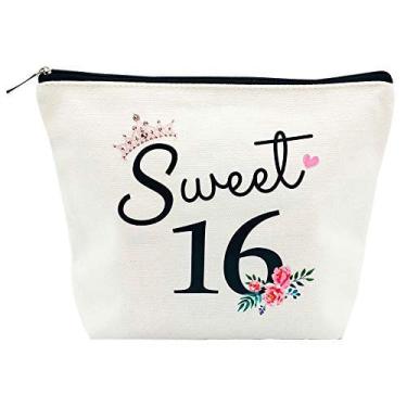 Imagem de Sweet 16 Presentes para Meninas 16 º Aniversário Presentes Ideias 16 Meninas Meninas Sweet Sixteen Presentes para Teen Girls Saco de maquiagem bonito