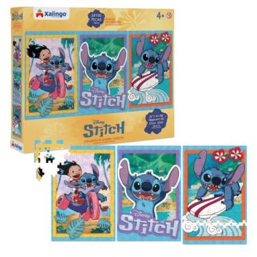 Imagem de Quebra-Cabeça Infantil Stitch - 3 Cenas 300 Peças Xalingo - 12221