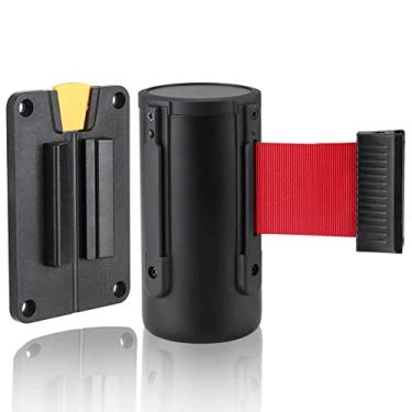 Imagem de Barreira de cinto retrátil para controle de multidões, barreira montada na parede com estojo ABS e cinto vermelho funciona em aeroportos, bancos, restaurantes e hotéis (tamanho: 3m)