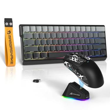 Imagem de ATTACK SHARK Conjunto de mouse X11 e teclado X60 HE sem fio, interruptor magnético, taxa de sondagem de 8K, efeito Hall, acionamento rápido, sensor óptico PAW3311, DPI de 22K, preto leve