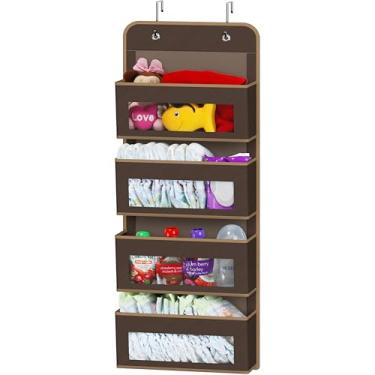 Imagem de Simple Houseware Janela transparente para crianças com 4 bolsos sobre a porta, Marrom