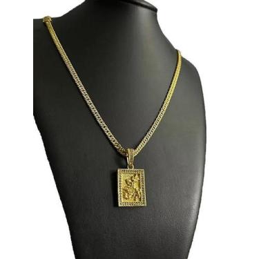 Imagem de Cordão Grumet 5Mm + Pingente São Jorge Banhado A Ouro 18K - Tojoia18K