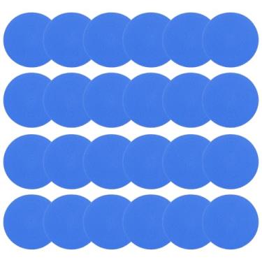 Imagem de PATIKIL Marcadores de poliéster de 10 cm, 24 peças de pontos de borracha antiderrapantes com bolsa de armazenamento, cones planos de agilidade para treinamento esportivo, basquete, futebol, azul