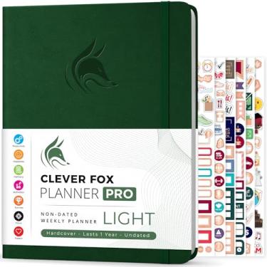 Imagem de Clever Fox Planner Pro Light – Planejador de vida semanal e mensal para aumentar a produtividade, gerenciamento de tempo e atingir seus objetivos, 21 x 28 cm (verde floresta)