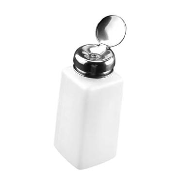 Imagem de Kokiya Dispensador de líquido push down, recipiente de metanol, portátil, premium, bomba, garrafa recarregável para demaquilante, salão pessoal, branco,