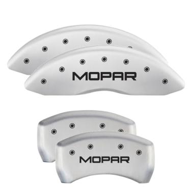 Imagem de MGP Caliper Covers - Capas de pinça de freio para Dodge Challenger 2011-2023 e Dodge Charger 2011-2023 (requer pinça dianteira de pistão duplo) conjunto dianteiro e traseiro - logotipo MOPAR gravado
