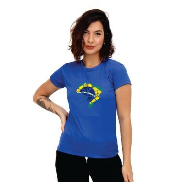 Imagem de Camiseta Feminina Dry Fit Azul Brasil Copa Techmalhas DFTFEMBREST1