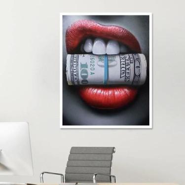 Imagem de Quadro Decorativo Dinheiro Money Lips 24X18Cm - Com Vidro - Quadros On