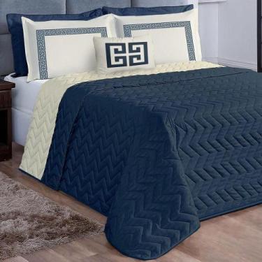 Imagem de Kit Cobre Leito Mistral Casal Padrão 7Pçs ul Marinho - Casa Scarpa