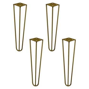 Imagem de Kit 4 Pés De Metal 30 Cm Mesa De Canto Rack E Puffs Dourado