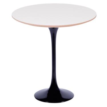 Imagem de Mesa Lateral Oval Fórmica Branca 57x38cm - Base Preta