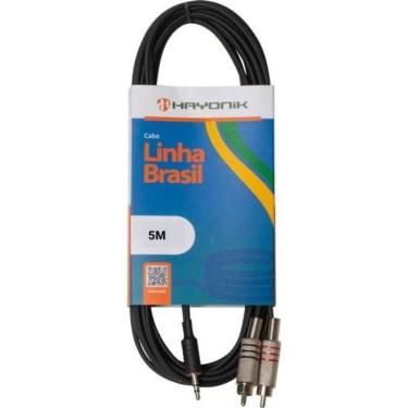 Imagem de Cabo De Áudio Linha Brasil P2 Estéreo X 2 Rca 5M Preto