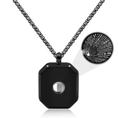 Imagem de Oneress Colar de projeção de 100 idiomas, pingente de amor criativo, presente romântico para namorada, pingente de moda com micro lentes, joias românticas para casais YA5222, gift for long distance