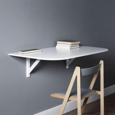 Imagem de Mesa Multiuso Retrátil Branca 66x35 Para Cozinha, Escritório ou Estudo