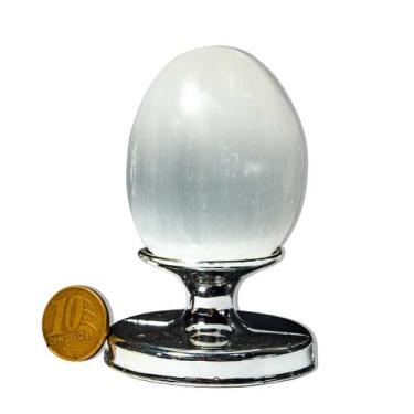 Imagem de 01 Ovo Selenita Branca Pedra Natural 6cm Média 150g Tipo A - Cristaisd