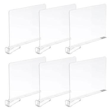 Imagem de Divisórias de prateleira, 6 peças, organizador de armazenamento de bolsa de acrílico, antiderrapante transparente para armário, embreagens, suéter, toalha/30 x 20 cm