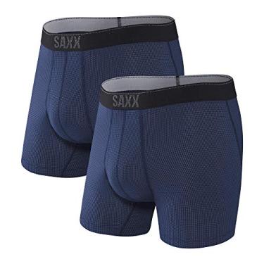 Imagem de SAXX Cueca boxer masculina – QUEST de malha de secagem rápida com suporte embutido – Pacote com 2, Midnight Blue II, P