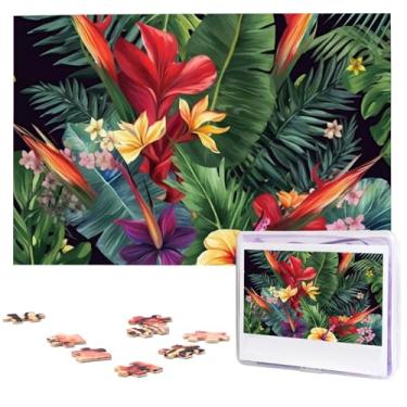 Imagem de Quebra-cabeças de flores de plantas tropicais, 1000 peças com bolsa de armazenamento, quebra-cabeça personalizado para homens e mulheres para fotos desafiadoras de família, quebra-cabeça para