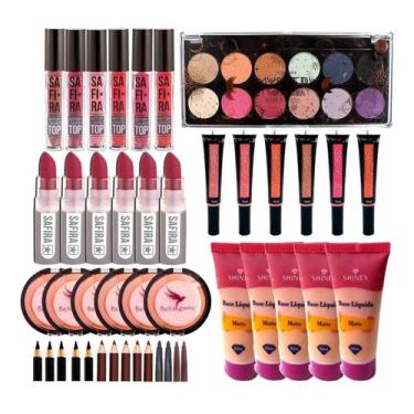 Imagem de Kit Maquiagem Revenda 44 Itens Sombra Base Pó Batom Matte - Nova Aveni