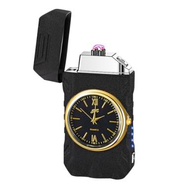 Imagem de TIKIUKI Isqueiro de plasma recarregável à prova de vento com design de luxo luz LED barra inclinada de 75° carregamento USB rápido desligamento automático – perfeito para aventuras ao ar livre e