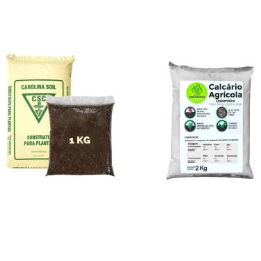 Imagem de Kit Substrato Carolina Soil Padrão 75H + Calcário Agrícola Dolomítico Prnt 80% Fracionado Horta Flores Rosa do Deserto (2KG SUBSTRATO+ 4KG CALCARIO)
