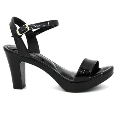 Imagem de Sandália Via Uno Original 411004 Salto Grosso Meia Pata Feminino (PRETO/VERNIZ, BR, Adulto, Numérico, 40)
