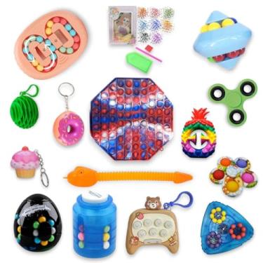 Imagem de Pop It Fidget Toys Brinquedo Anti Stress Sensorial Kit C/ 15 peças Brinquedos Crianças Autista