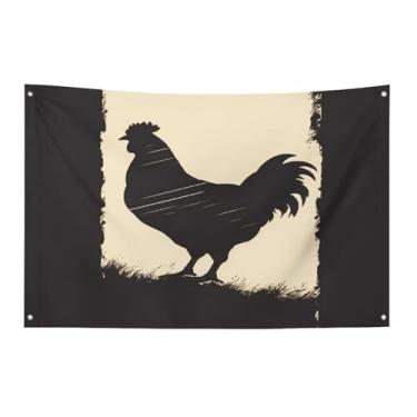 Imagem de Bandeira com quatro furos bandeiras para todos os climas bandeira decorativa impressa de galinha de fazenda bandeiras de poliéster adequadas para uso interno e externo 89 x 159 centímetros
