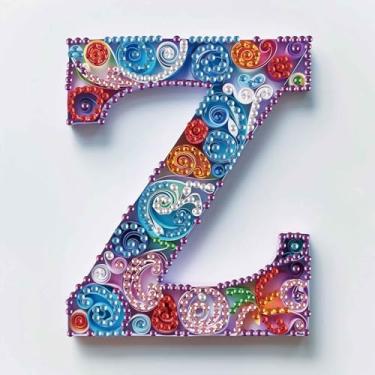 Imagem de MVVMTOP Kit de pintura de diamante, 5D DIY letra Z, arte de diamante artificial de cristal de forma especial, artesanato em mosaico parcial para iniciantes, decoração de parede, presente para quarto